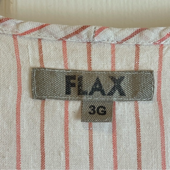 Flax Desings Linen Dress 3G Open Dress Papaya Stripe Sz. 22-24 - Picture 9 of 11
